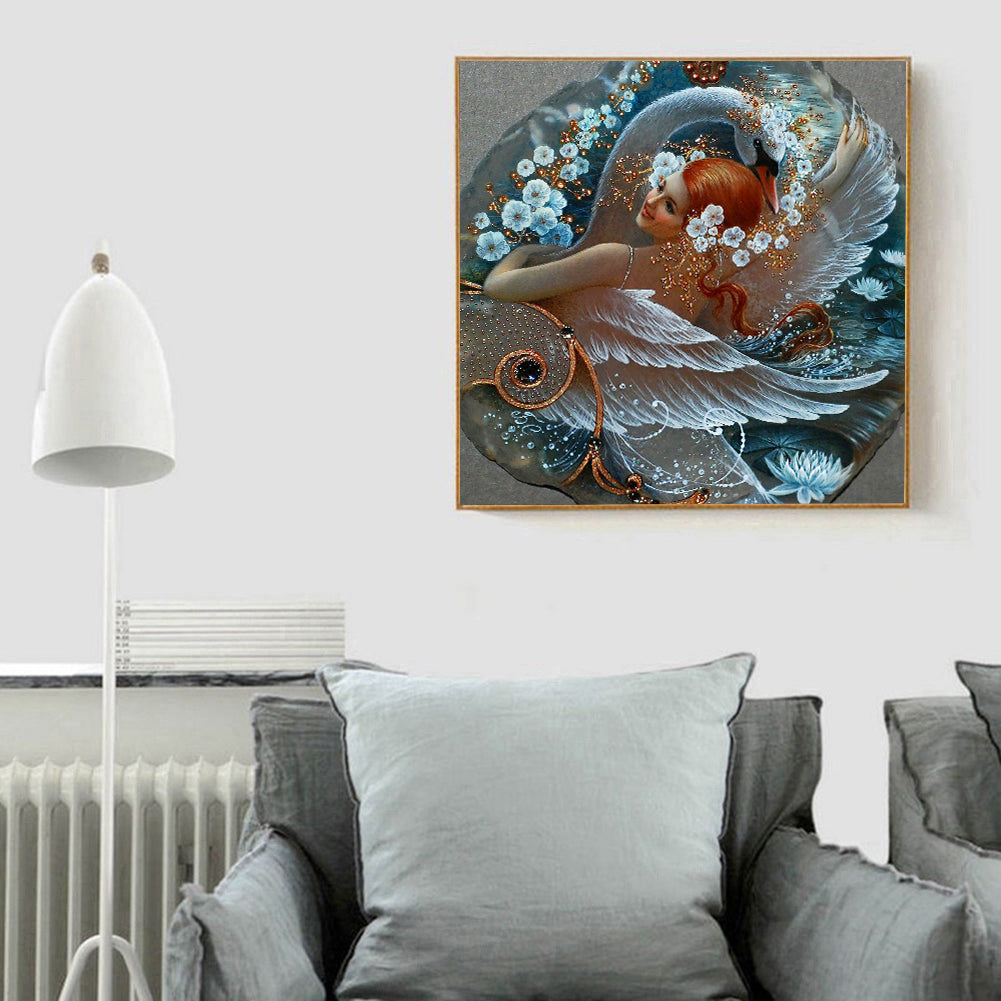 Swan Girl - Full Round Drill Diamond Painting 30*30CM