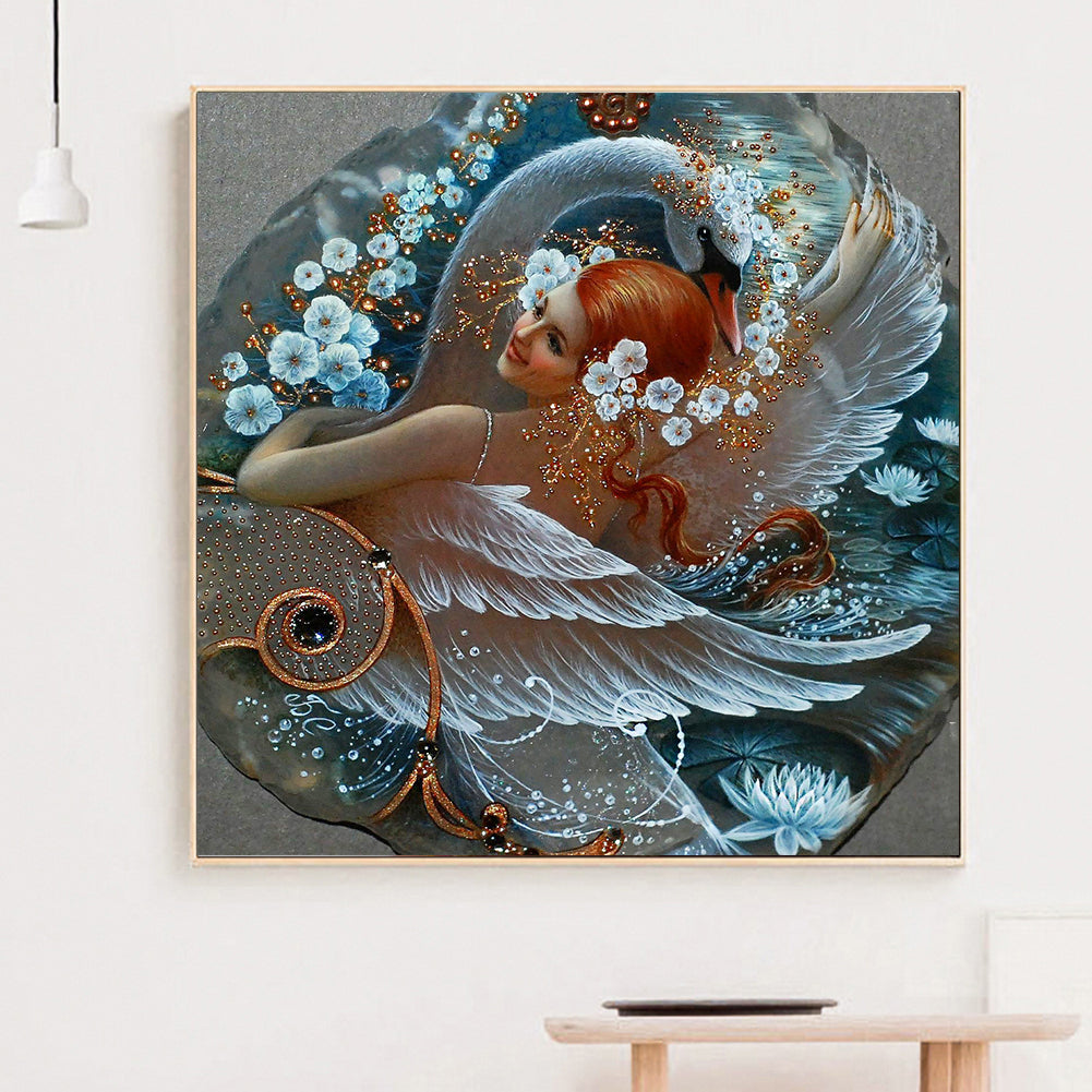 Swan Girl - Full Round Drill Diamond Painting 30*30CM