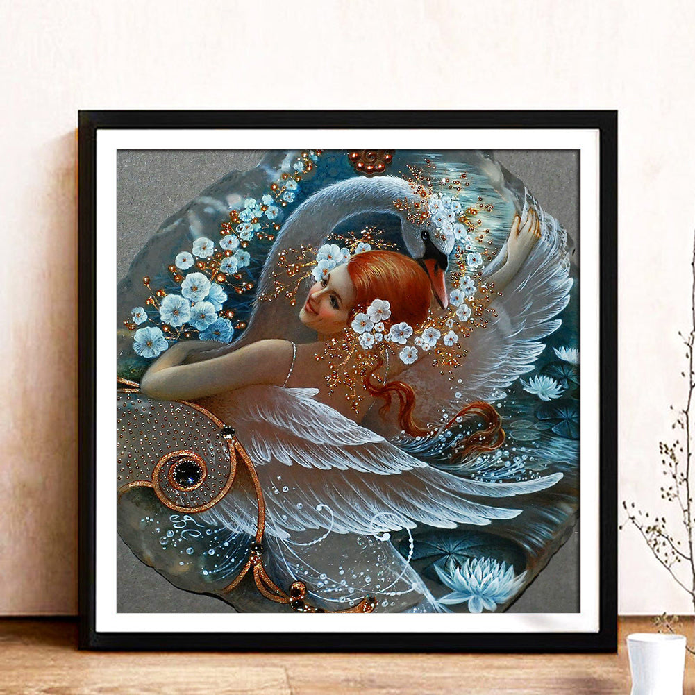 Swan Girl - Full Round Drill Diamond Painting 30*30CM