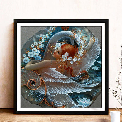 Swan Girl - Full Round Drill Diamond Painting 30*30CM