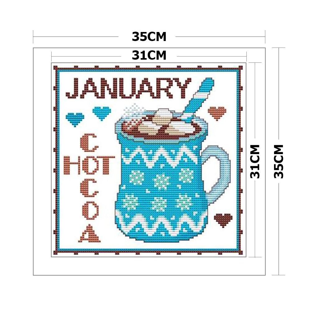 Month - 11CT Stamped Cross Stitch 35*35CM