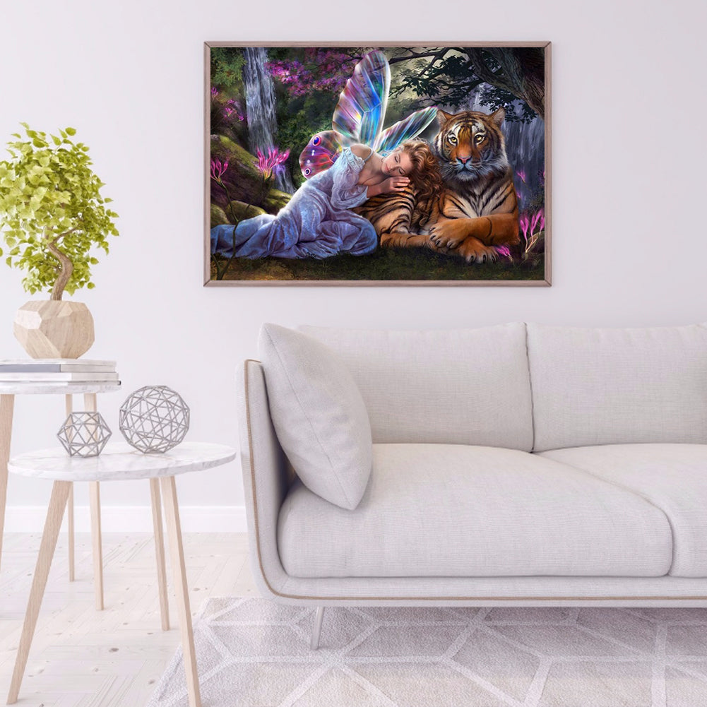 Angels Tigers - 11CT Stamped Cross Stitch 50*40CM
