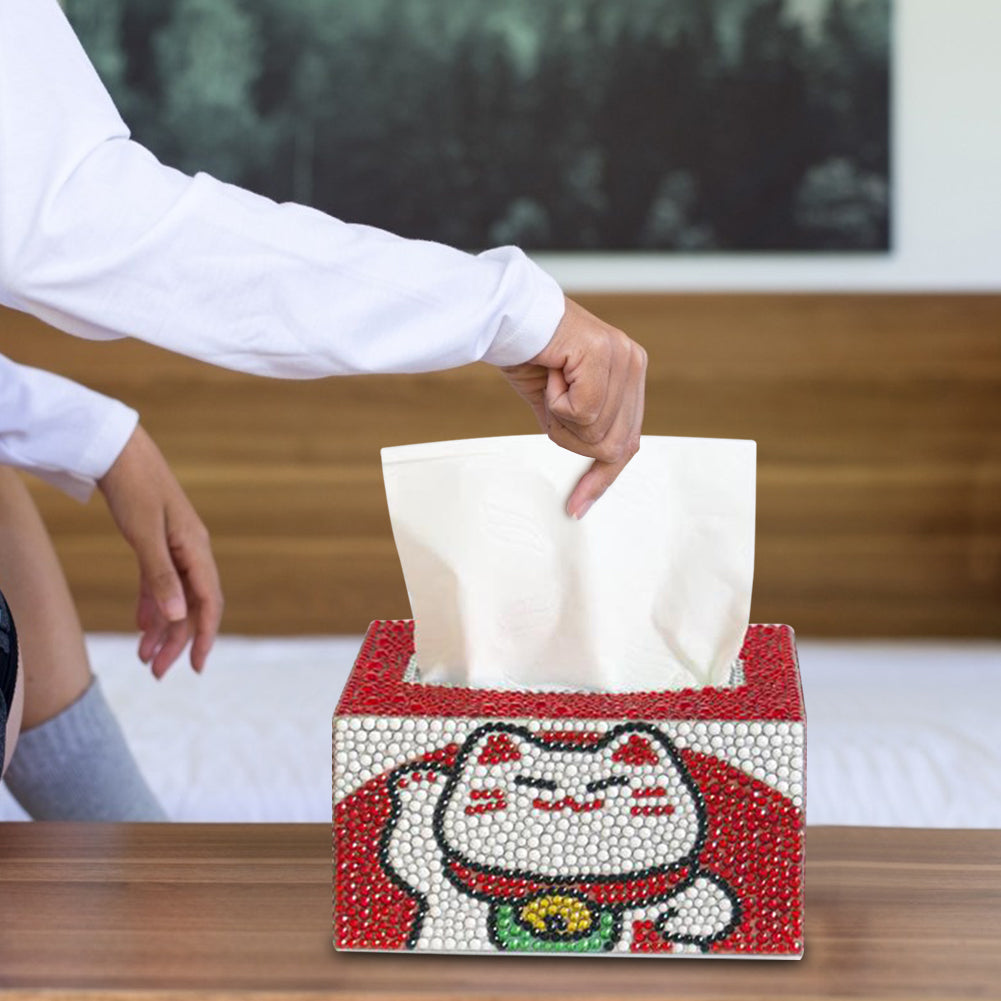 Diamond Painting Tissue Box Tissue Holder DIY Desktop Craft (Lucky Cat)