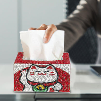 Diamond Painting Tissue Box Tissue Holder DIY Desktop Craft (Lucky Cat)