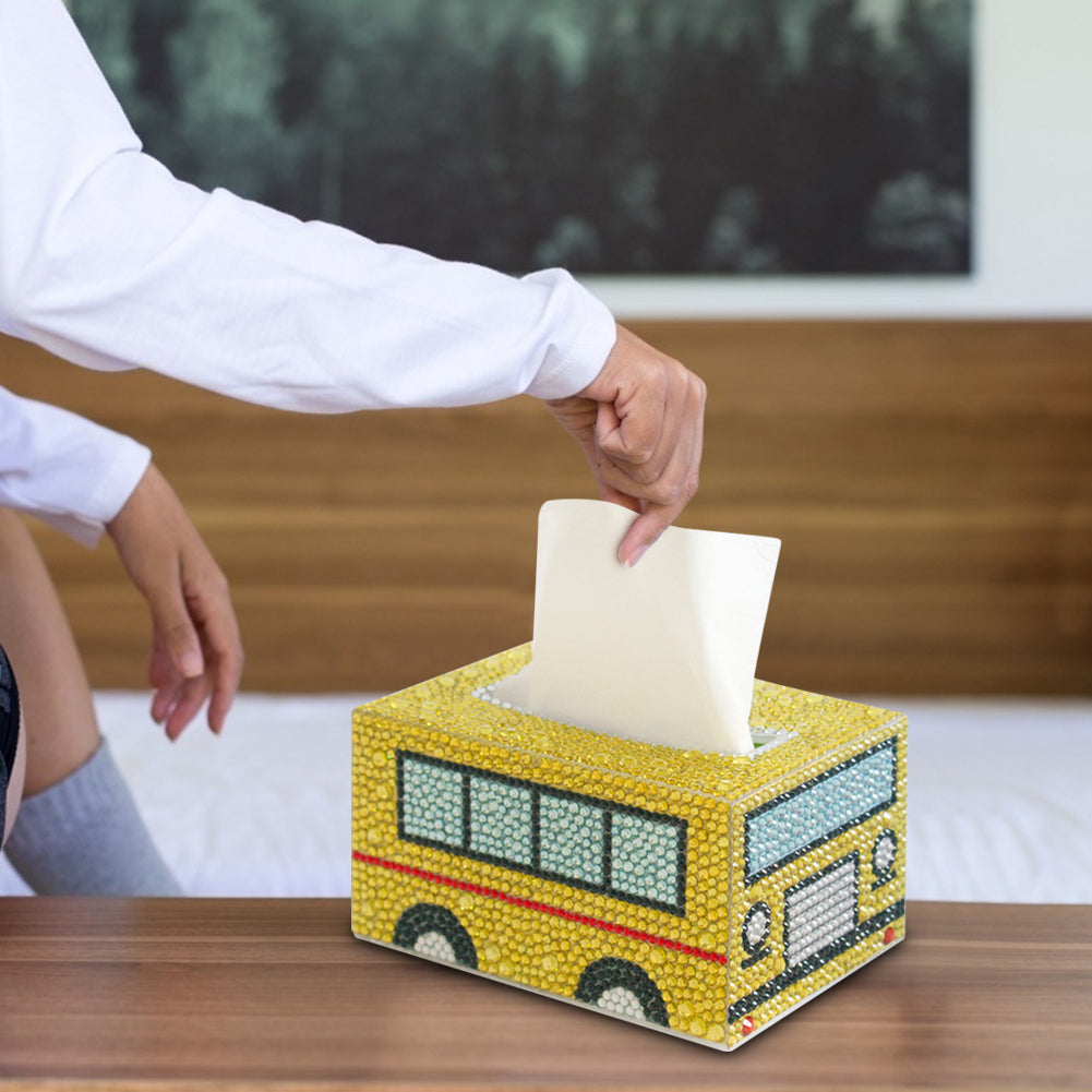 Diamond Painting Tissue Box Tissue Holder DIY Desktop Craft (School Bus)