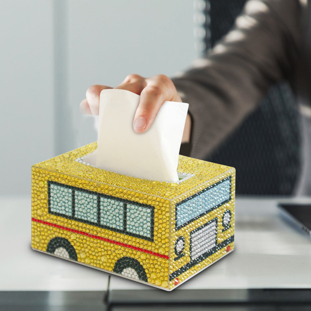 Diamond Painting Tissue Box Tissue Holder DIY Desktop Craft (School Bus)