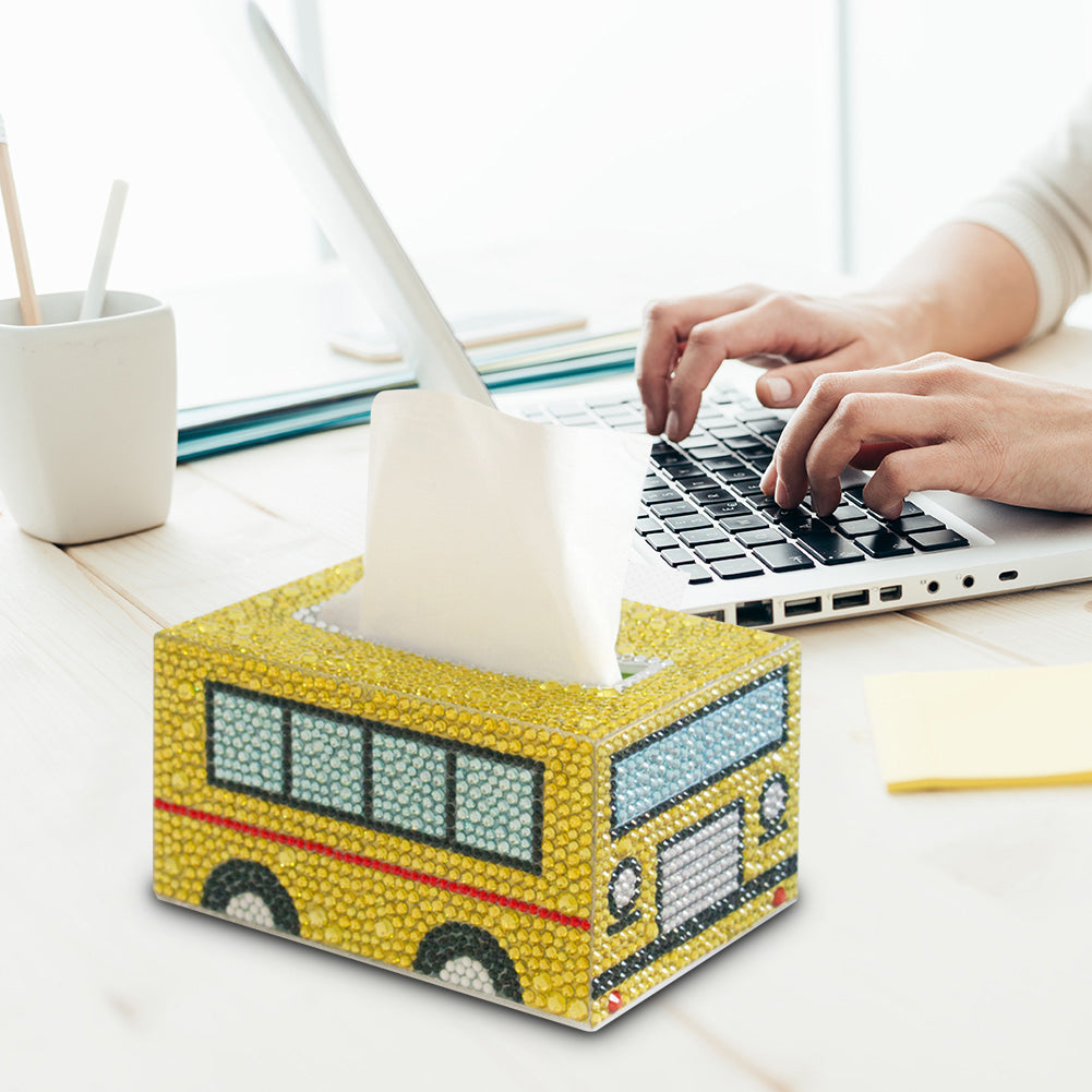 Diamond Painting Tissue Box Tissue Holder DIY Desktop Craft (School Bus)