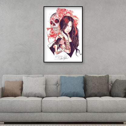 Girl Skull - Full Round Drill Diamond Painting 30*40CM