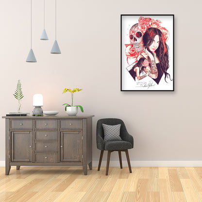 Girl Skull - Full Round Drill Diamond Painting 30*40CM