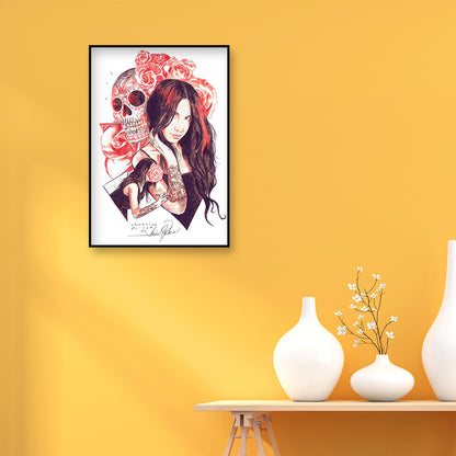 Girl Skull - Full Round Drill Diamond Painting 30*40CM