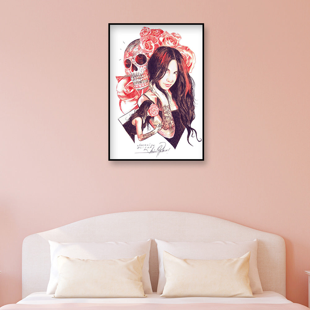 Girl Skull - Full Round Drill Diamond Painting 30*40CM