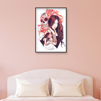 Girl Skull - Full Round Drill Diamond Painting 30*40CM