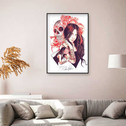 Girl Skull - Full Round Drill Diamond Painting 30*40CM