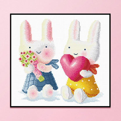 Two Rabbit - 11CT Stamped Cross Stitch 40*40CM