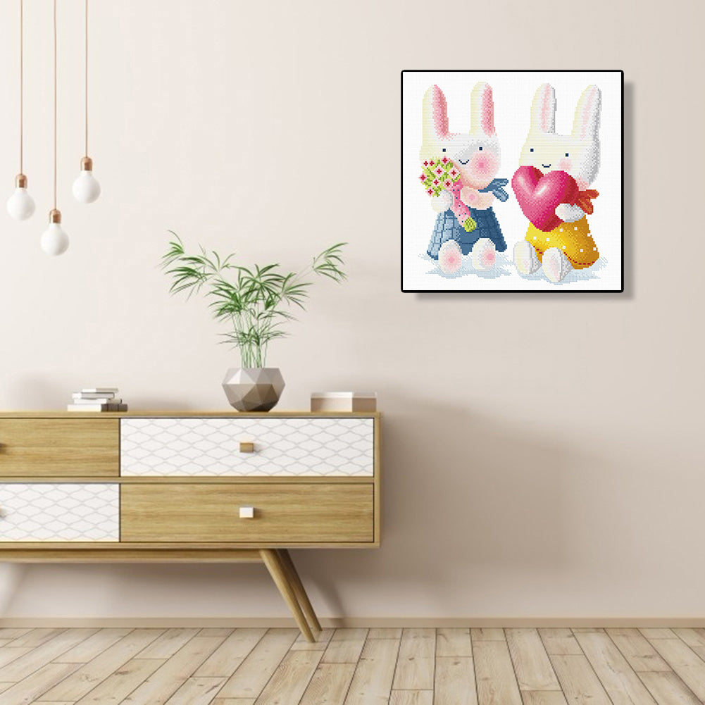 Two Rabbit - 11CT Stamped Cross Stitch 40*40CM