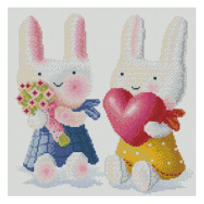 Two Rabbit - 11CT Stamped Cross Stitch 40*40CM