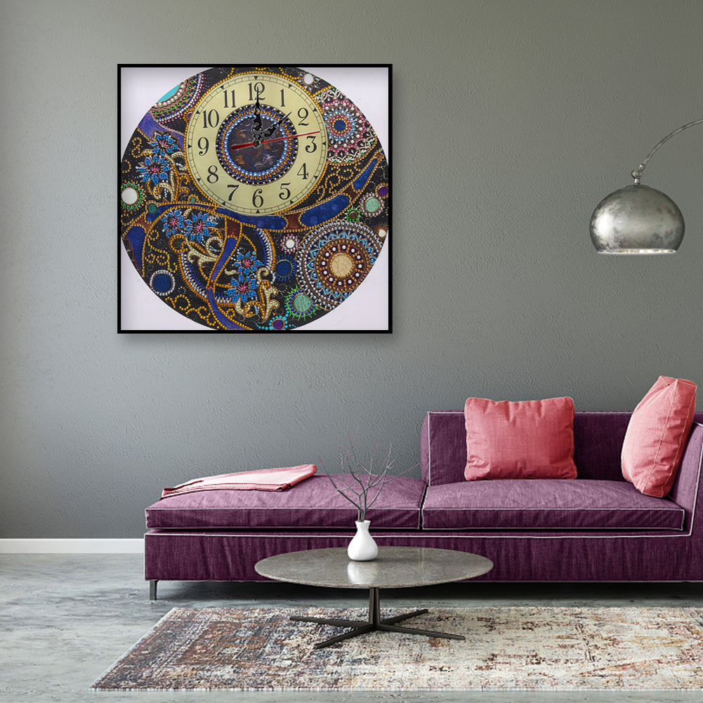 DIY Part Special Shaped Rhinestone Clock 5D Painting Kit (Mandala DZ568)
