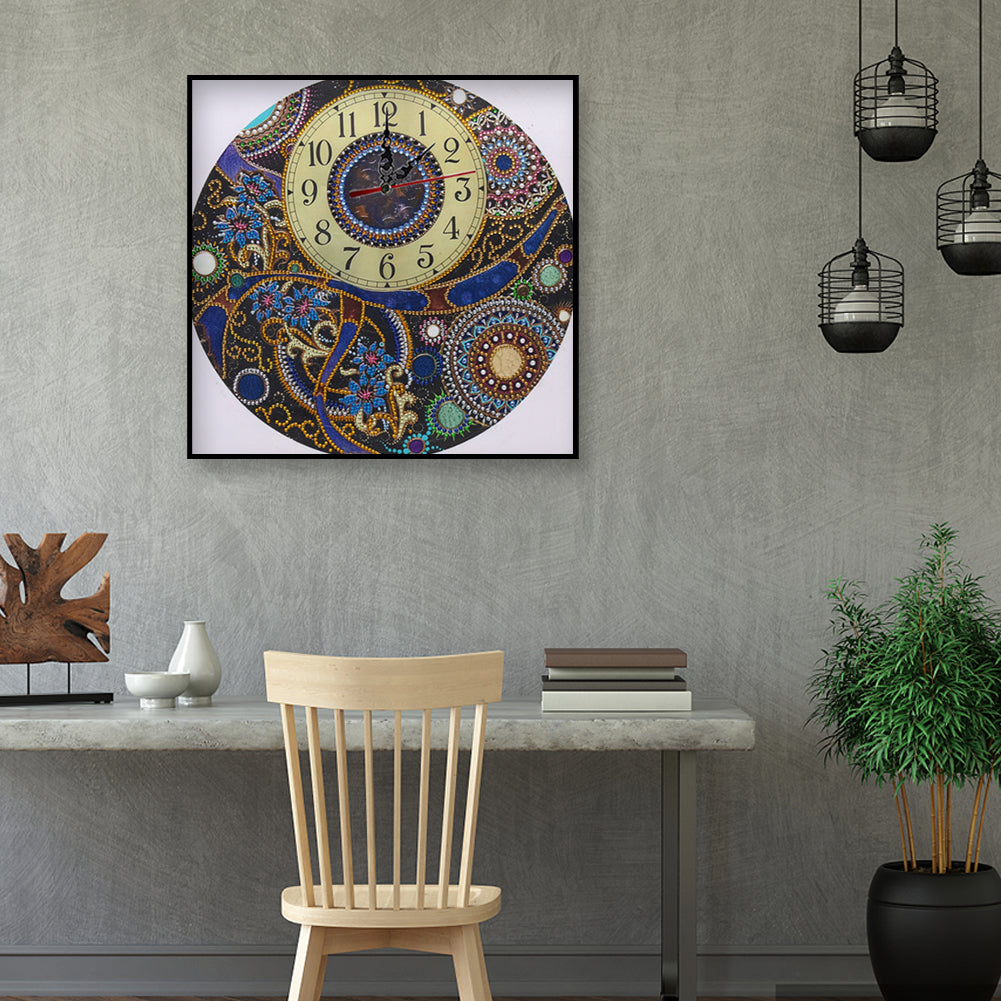DIY Part Special Shaped Rhinestone Clock 5D Painting Kit (Mandala DZ568)