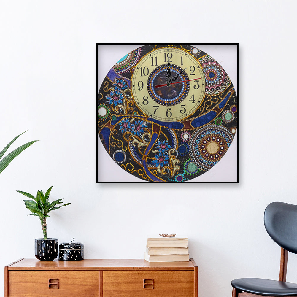 DIY Part Special Shaped Rhinestone Clock 5D Painting Kit (Mandala DZ568)