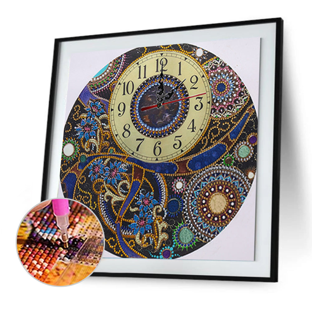 DIY Part Special Shaped Rhinestone Clock 5D Painting Kit (Mandala DZ568)