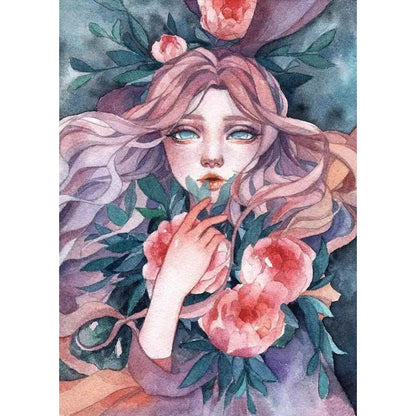 Flowers Girl - 11CT Stamped Cross Stitch 40*50CM