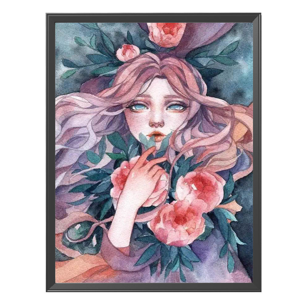 Flowers Girl - 11CT Stamped Cross Stitch 40*50CM