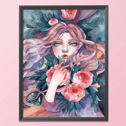 Flowers Girl - 11CT Stamped Cross Stitch 40*50CM