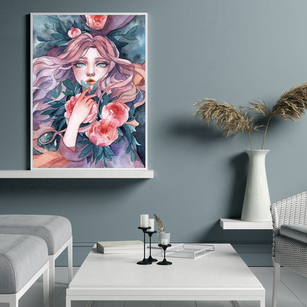 Flowers Girl - 11CT Stamped Cross Stitch 40*50CM