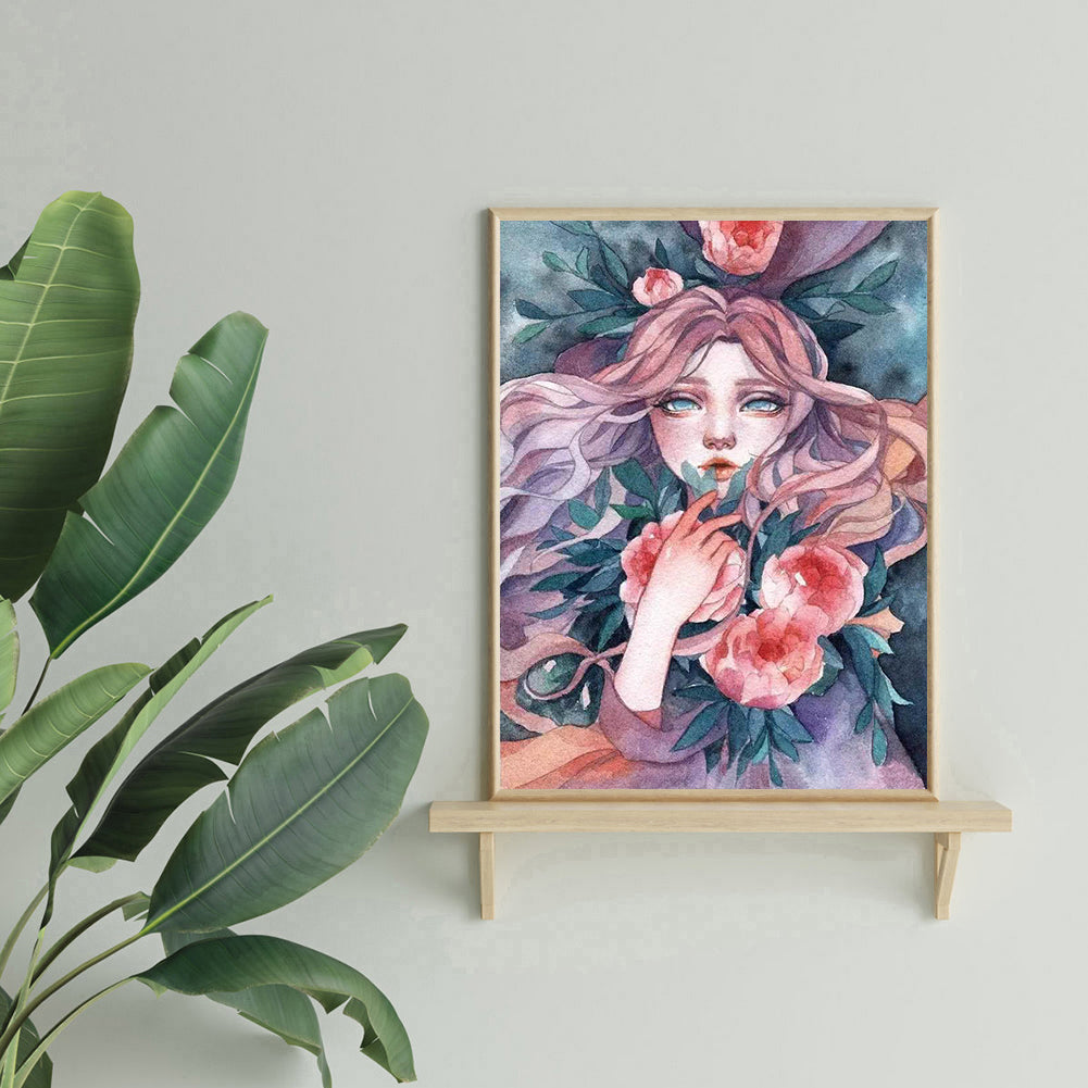 Flowers Girl - 11CT Stamped Cross Stitch 40*50CM