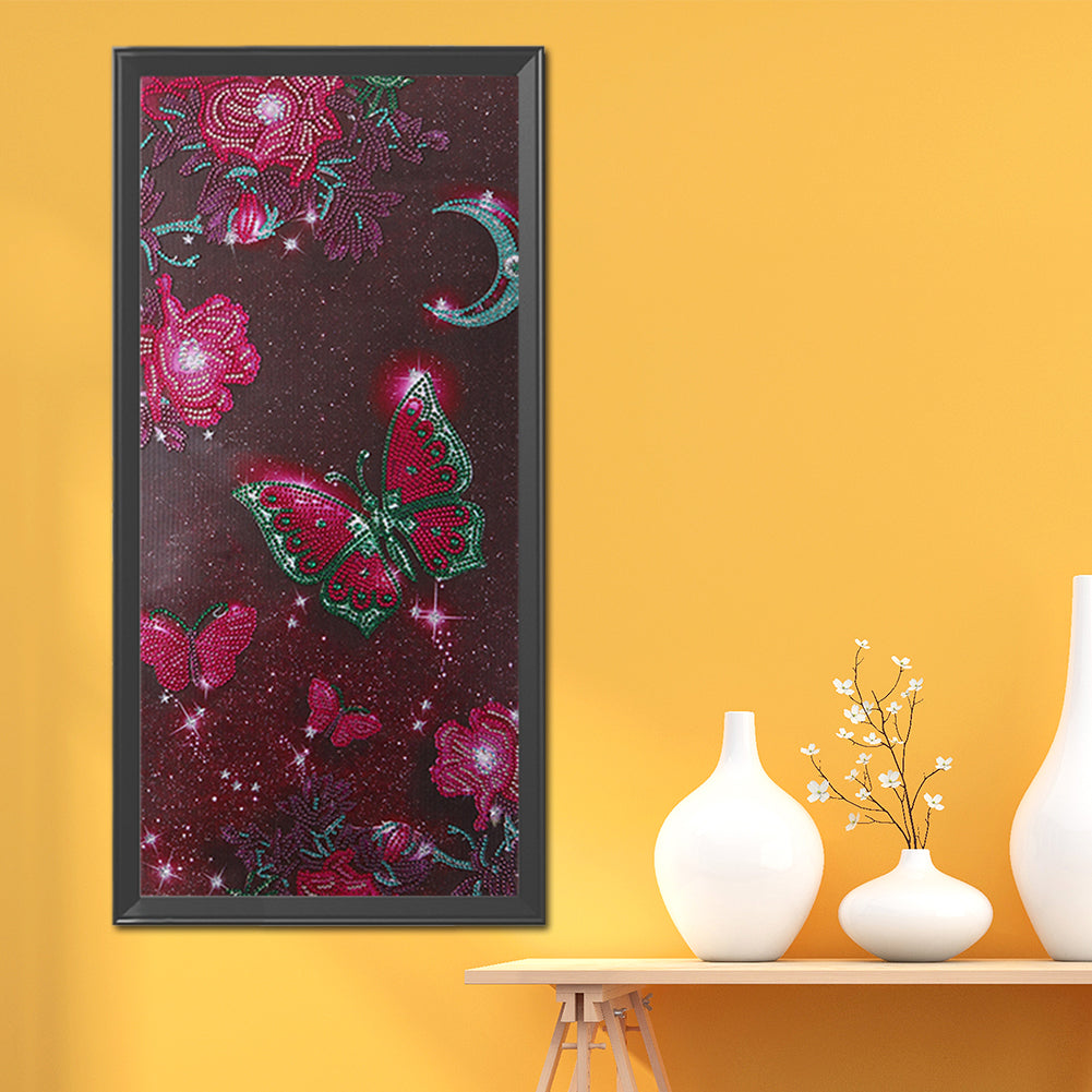 Flower Butterfly - Special Shaped Drill Diamond Painting 30*60CM