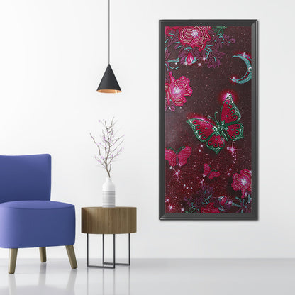 Flower Butterfly - Special Shaped Drill Diamond Painting 30*60CM