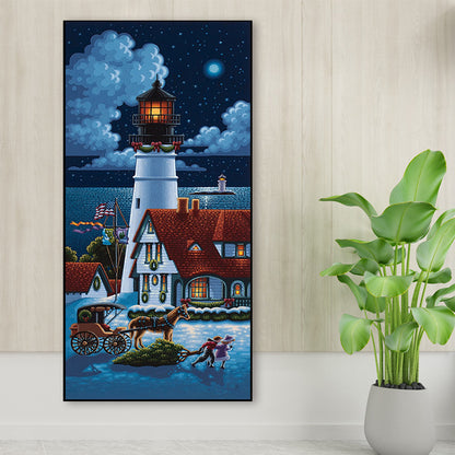 Seaside Lighthouse - Full Round Drill Diamond Painting 40*80CM