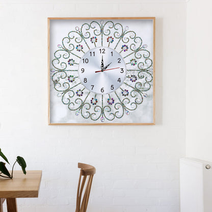 DIY Rhinestone Flower Clock Part Drill Special Shaped Diamond Painting Kit