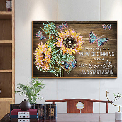 Letter Flower - Special Shaped Drill Diamond Painting 40*30CM