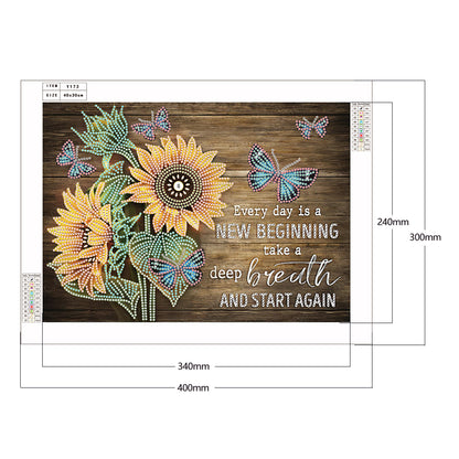 Letter Flower - Special Shaped Drill Diamond Painting 40*30CM