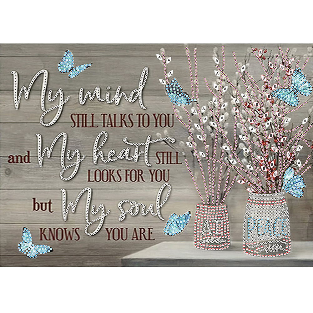Letter Flower - Special Shaped Drill Diamond Painting 40*30CM