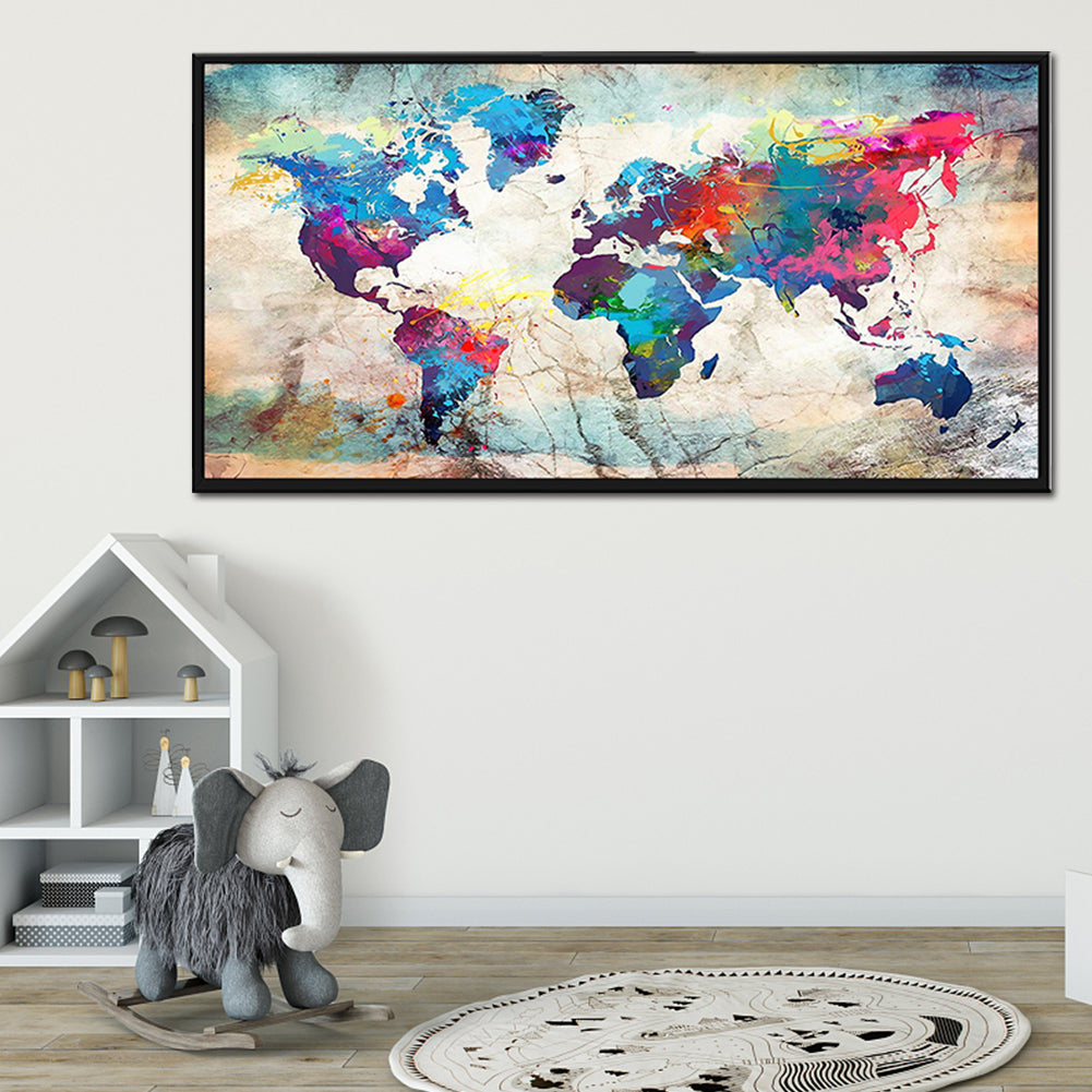 World Map - Full Square Drill Diamond Painting 80*40CM