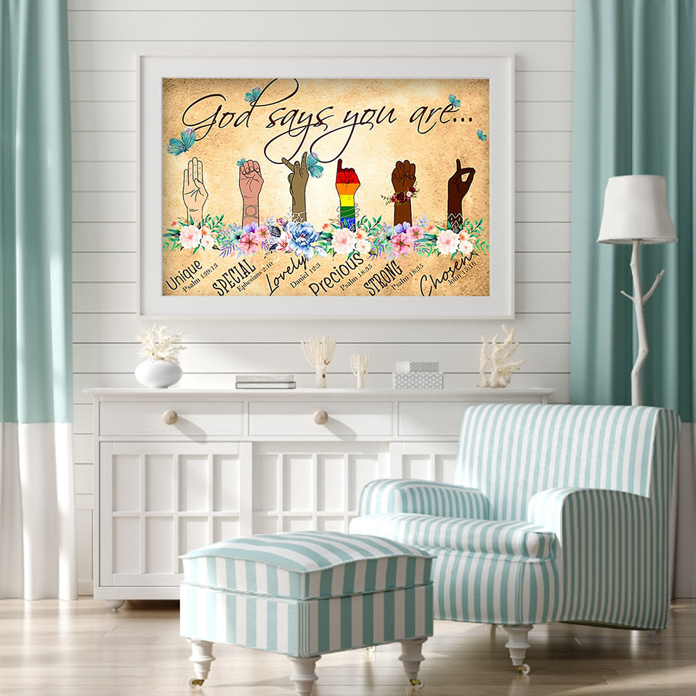 English Sentence - Full Round Drill Diamond Painting 60*40CM