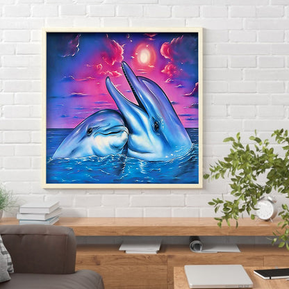 Romantic Dolphin - Full Sqaure Drill Diamond Painting 40*40CM