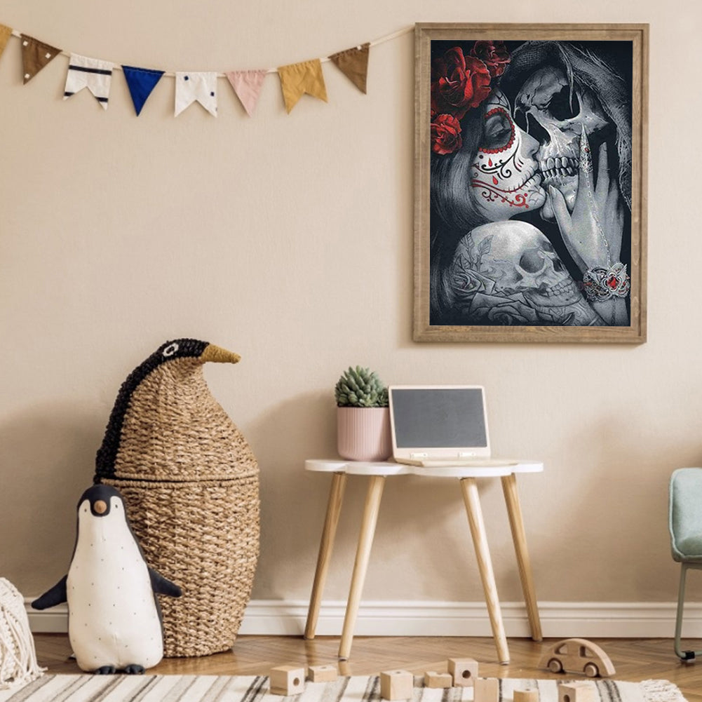 Skull Couple - Full Round Drill Diamond Painting 30*40CM