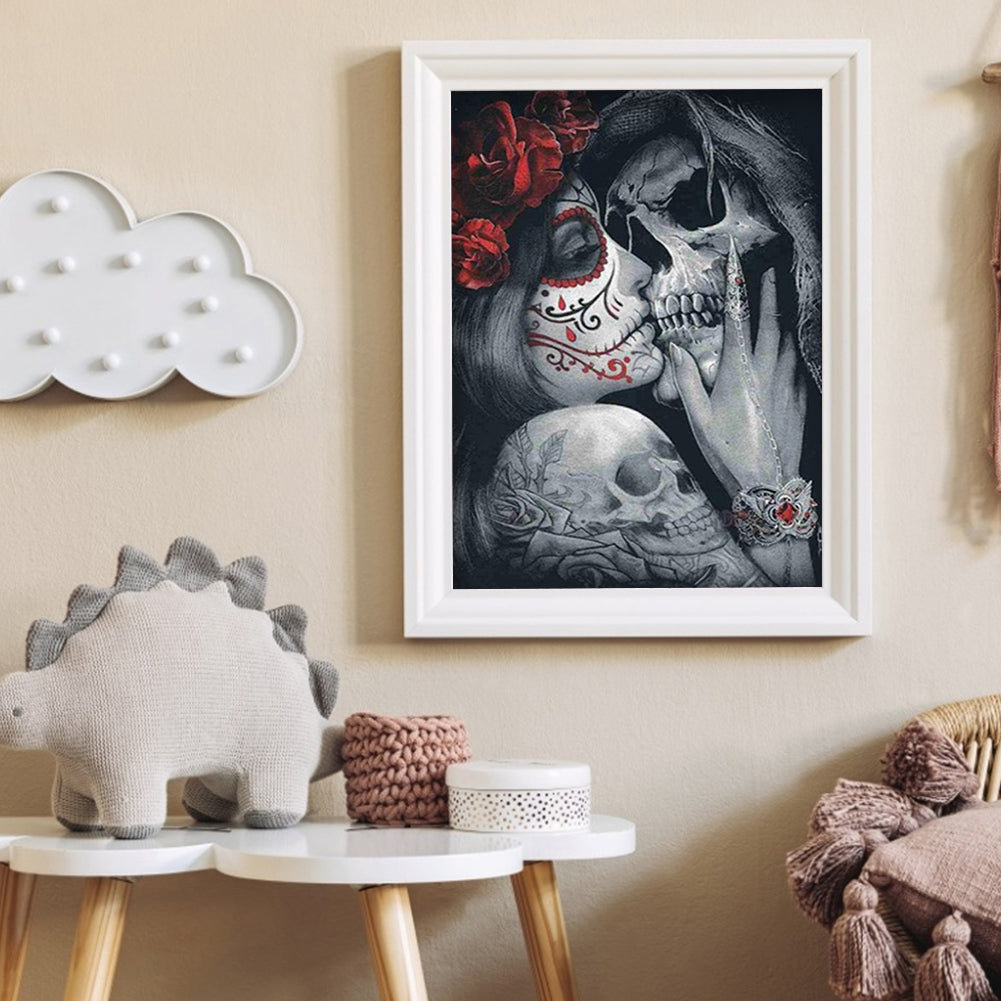 Skull Couple - Full Round Drill Diamond Painting 30*40CM
