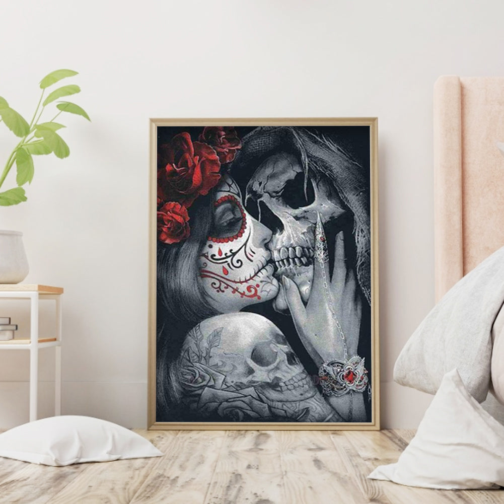 Skull Couple - Full Round Drill Diamond Painting 30*40CM