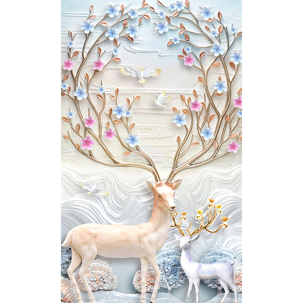 Deer Animal - Full Round Drill Diamond Painting 30*40CM