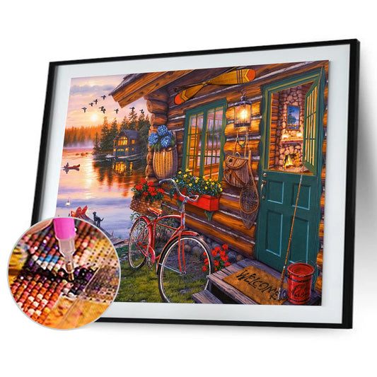 Lakeside Scenery - Full Round Drill Diamond Painting 50*40CM