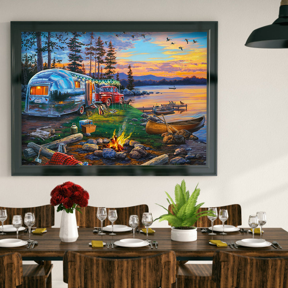 Lakeside Scenery - Full Round Drill Diamond Painting 50*40CM