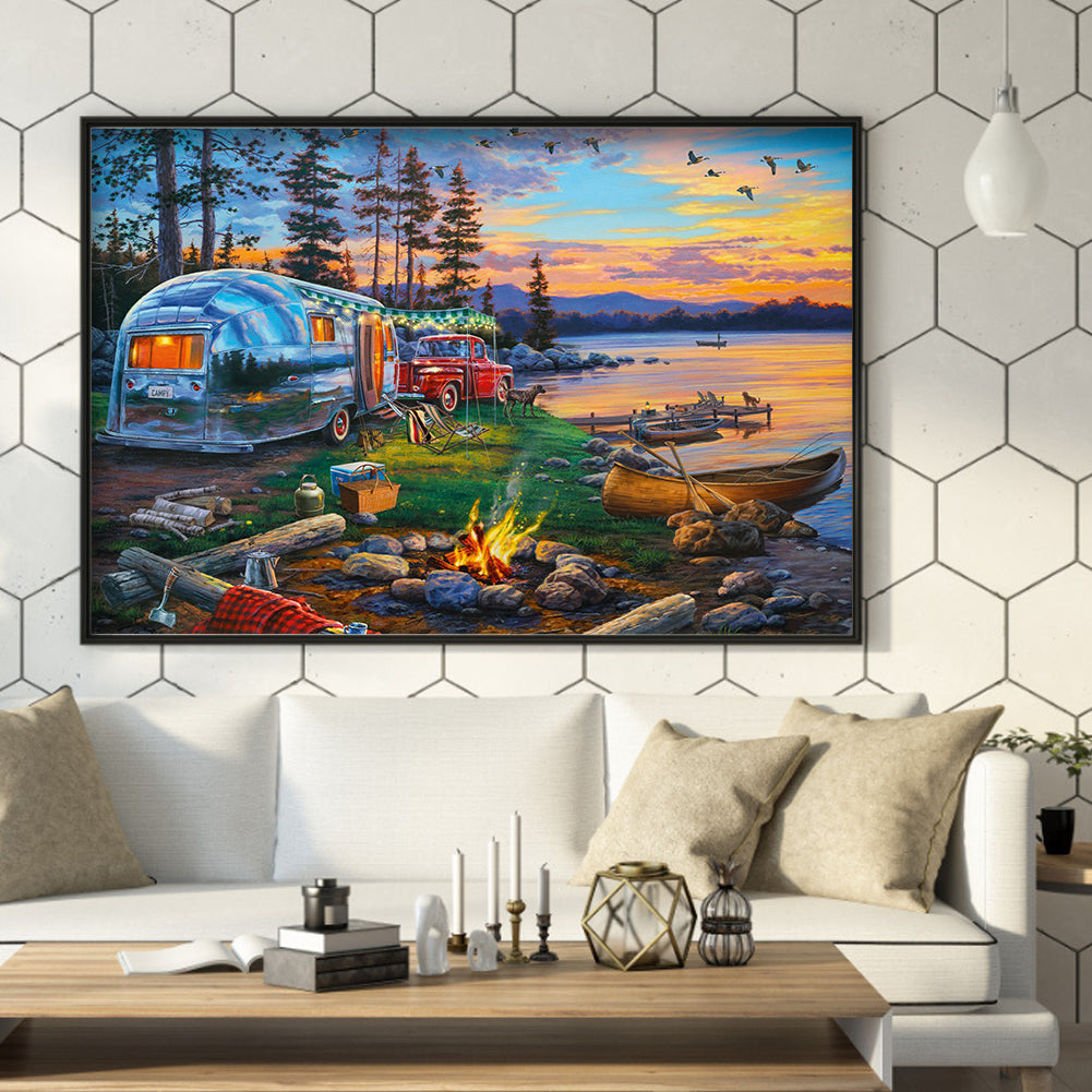 Lakeside Scenery - Full Round Drill Diamond Painting 50*40CM