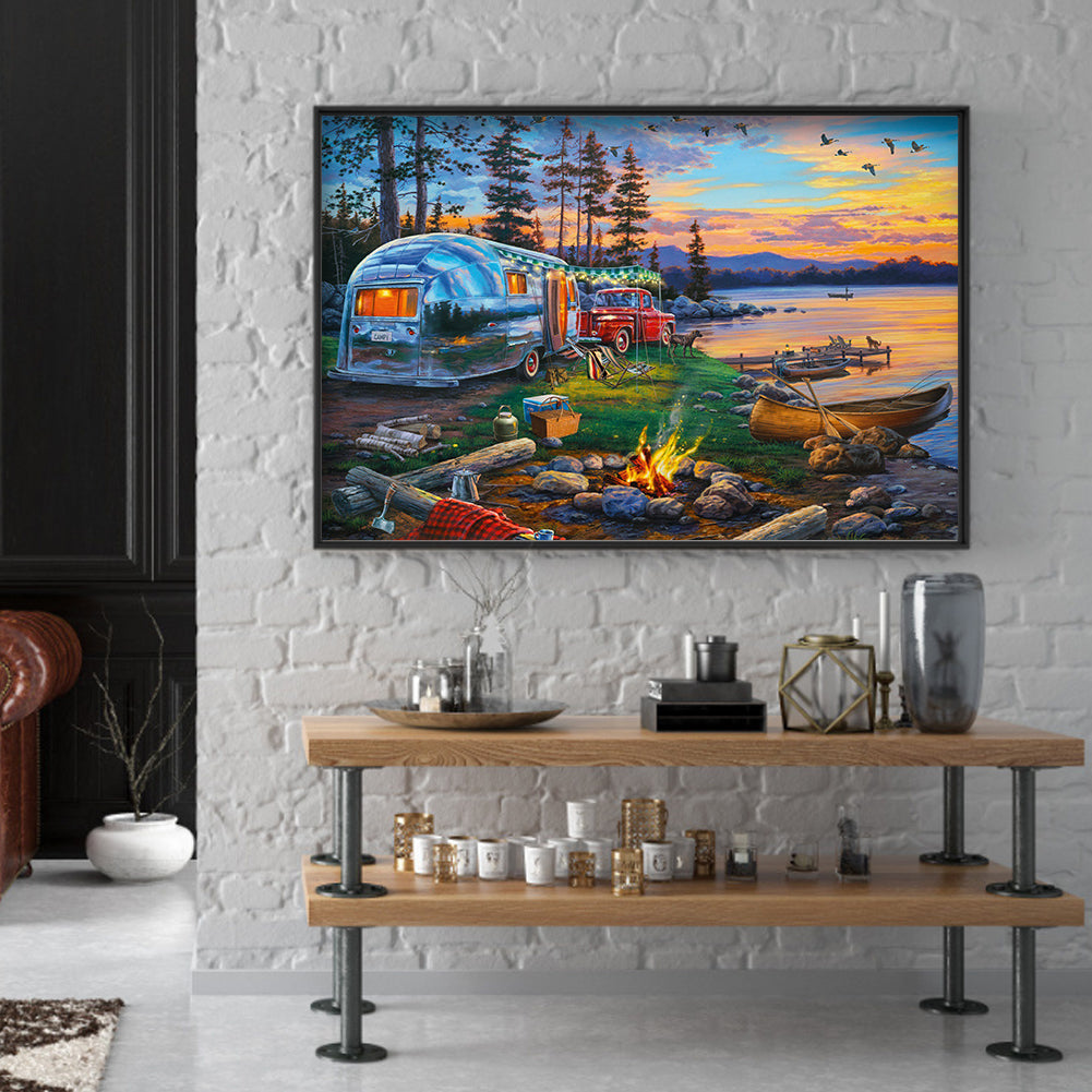 Lakeside Scenery - Full Round Drill Diamond Painting 50*40CM