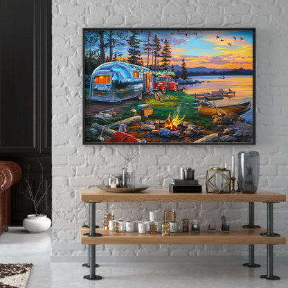 Lakeside Scenery - Full Round Drill Diamond Painting 50*40CM