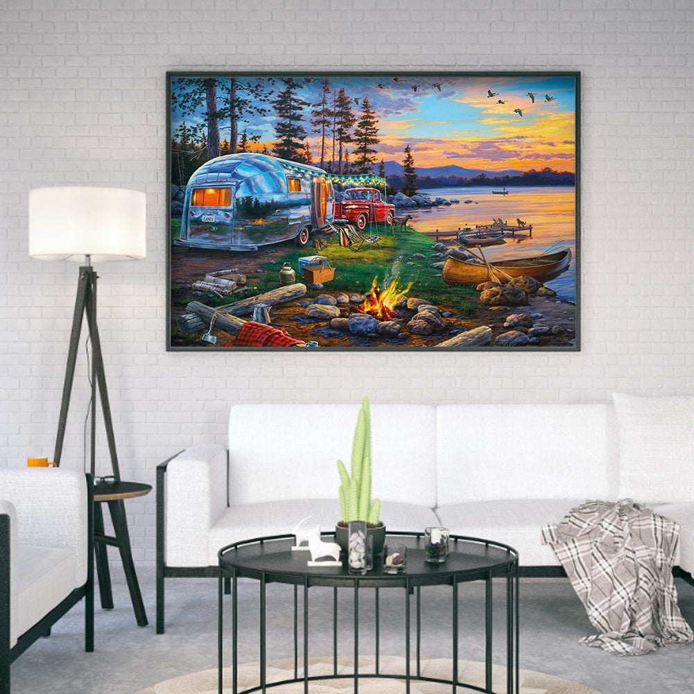 Lakeside Scenery - Full Round Drill Diamond Painting 50*40CM