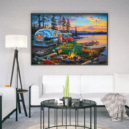 Lakeside Scenery - Full Round Drill Diamond Painting 50*40CM